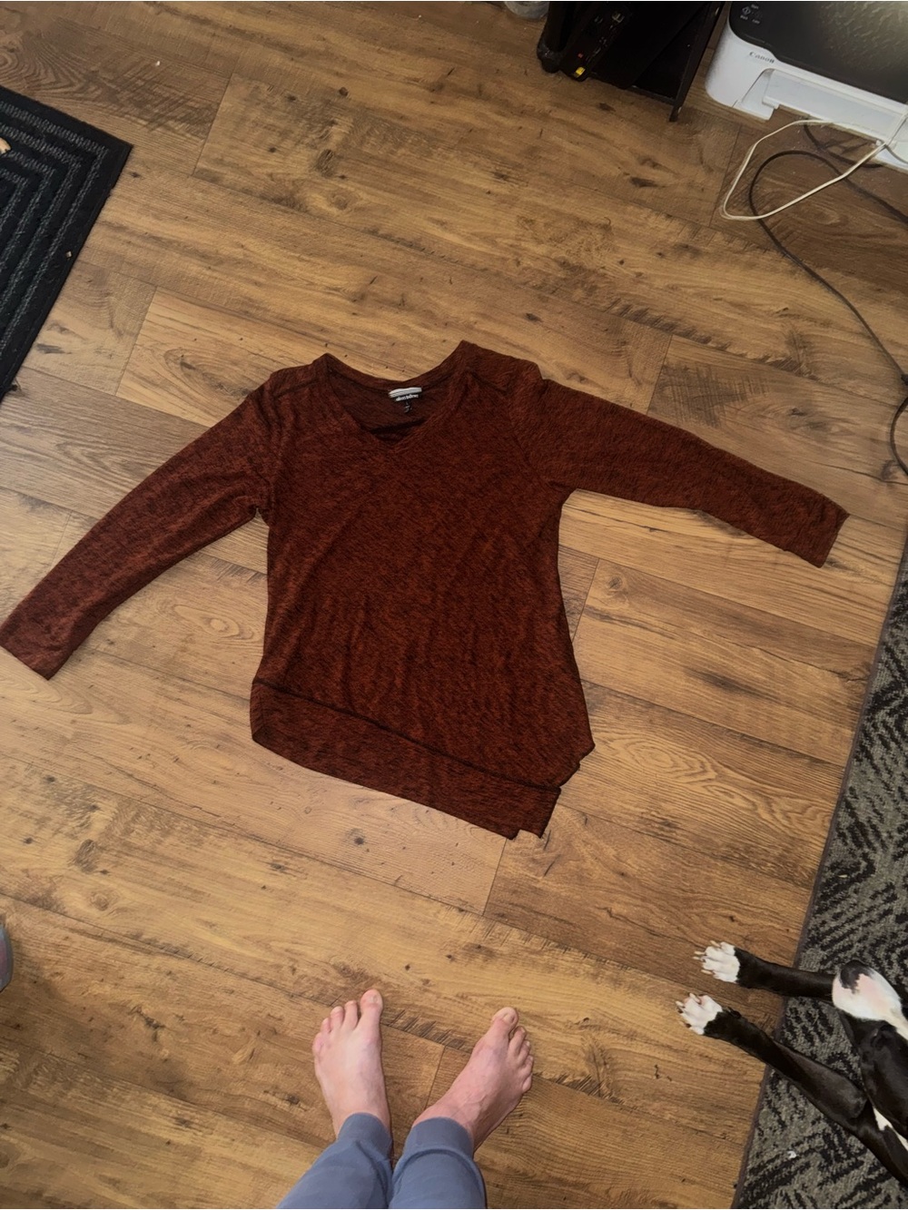 Allison Brittney Burnt Orange V-Neck Long Sleeve Sweater